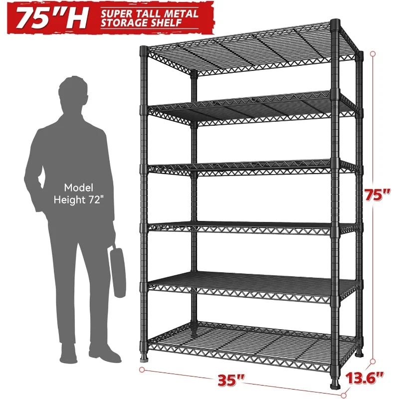 REIBII  75''H Super Tall Metal Storage Shelf