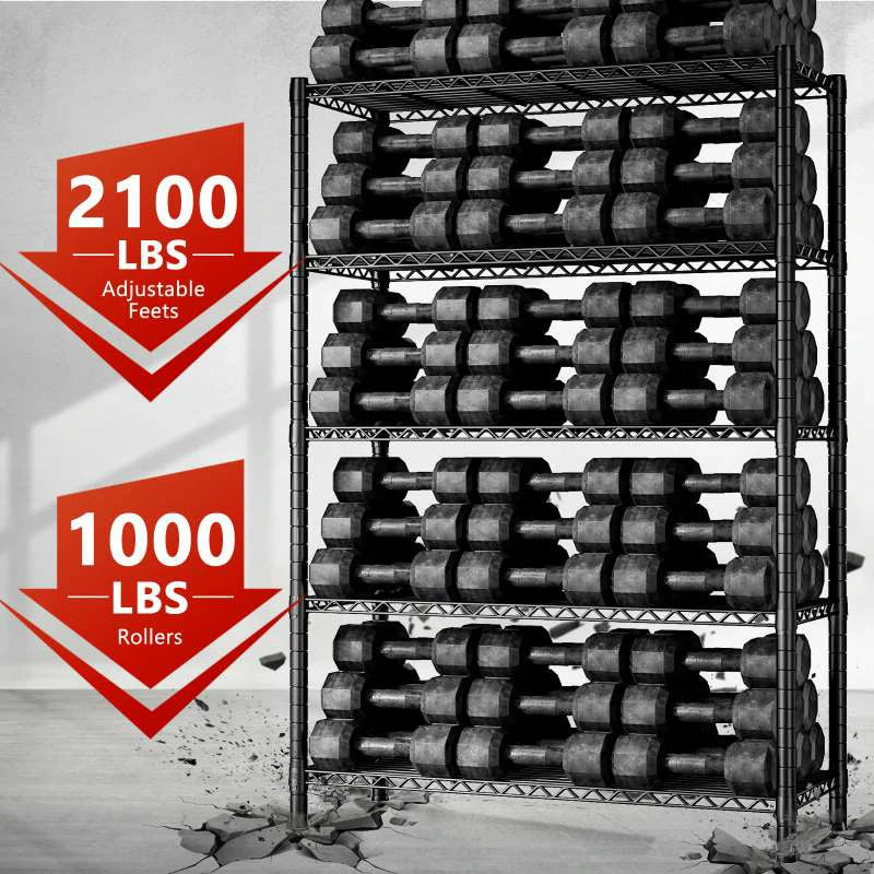 5-Tier Wire Shelving Unit – Heavy Duty Metal Storage Rack, Chrome, 24x14x60 Inches