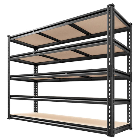 REIBII 48"W × 72"H Garage Shelving Unit, 3000 lbs Heavy Duty, 24 in Deep 5-Tier Storage Shelves for Large Bins, Workshop & Warehouse