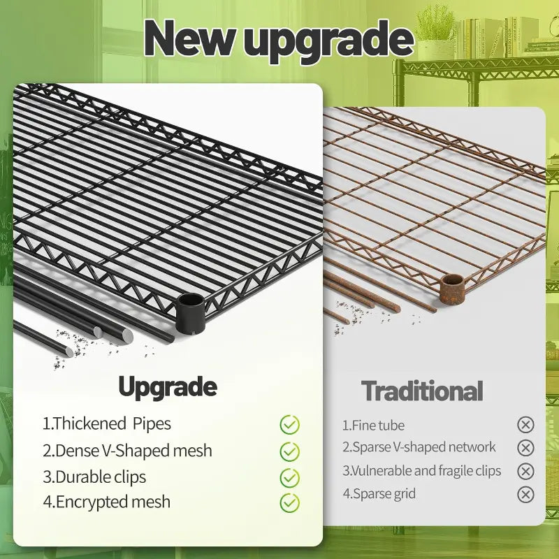 REIBII New upgrade 1510lbs Black All Steel Shelving Units