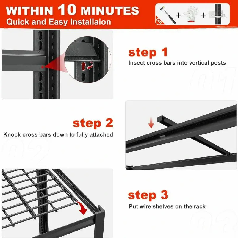 REIBII Storage Shelves Quick And Easy Install It Within 10 Minutes