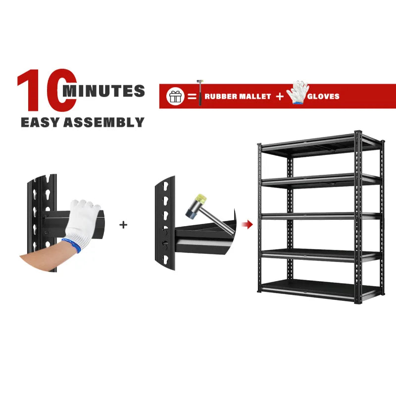 REIBII 10Minutes Easy Assembly metal shelves for storage