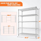 REIBII 14''D X 71''H 35.5''W Larger Capacity Metal Shelves