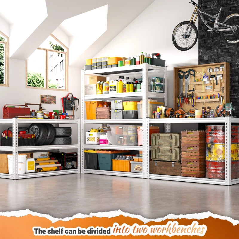 REIBII_2500lbs_Boltless_Shelving_Adjustable_Laminated_Shelving_for_Garage--White