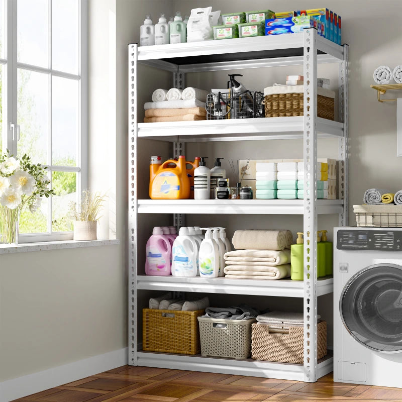 REIBII_2500lbs_Boltless_Shelving_Adjustable_Laminated_Shelving_for_Laundry_Room--White