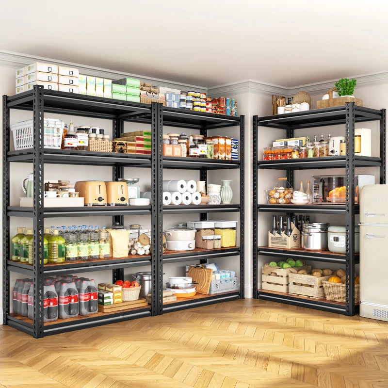 REIBII_2500lbs_Boltless_Shelving_Adjustable_Laminated_Shelving_for_Pnatry--black