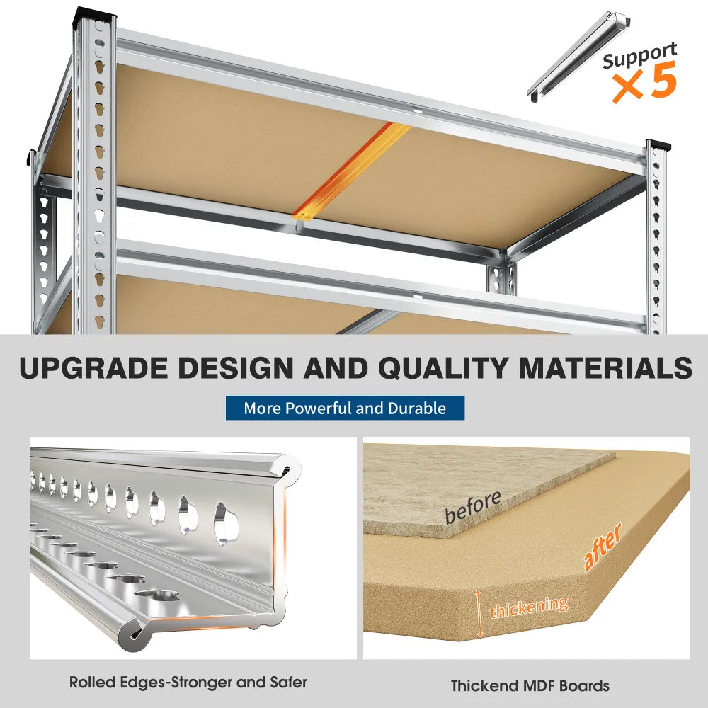 REIBII 40" W Storage Shelves, 2000lbs Heavy Duty Garage Shelving, Adjustable Metal Shelves For Basemnet Warehouse Commercial