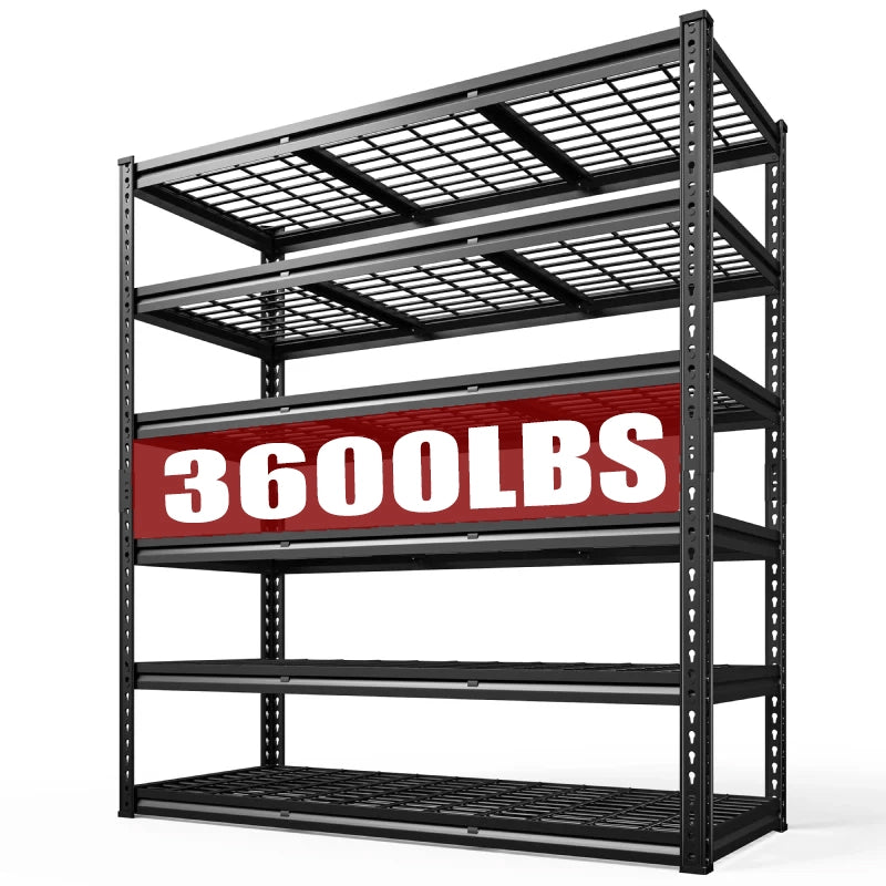 REIBII 48"W × 78"H 3600LBS Heavy Duty Industrial Shelving Unit 6 Tiers Shelves for Garage,Warehouse, Basement Shelving