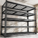 REIBII 48" W Garage Shelving 3000LBS Storage Shelves Heavy Duty Shelving Adjustable Metal Shelf  Rack 5 Tier Pantry Shelving for Warehouse Garage Basement