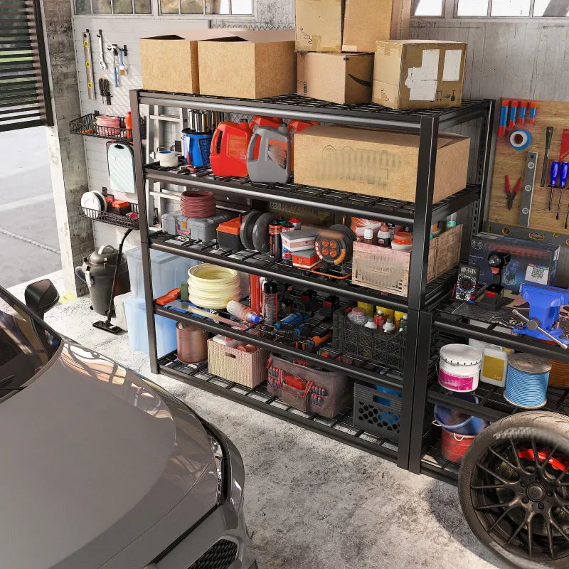 REIBII 48"W Heavy Duty Garage Shelving, 5-Tier Adjustable Storage Shelves Garage, 3000LBS Rust-Proof Storage Shelving for Warehouse, Basement