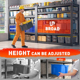 REIBII 48"W Heavy Duty Garage Shelving, 5-Tier Adjustable Storage Shelves Garage, 3000LBS Rust-Proof Storage Shelving for Warehouse, Basement