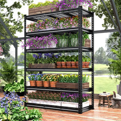 REIBII 48” W garden Racks, 6 Tire Garage Shelving Units Loads 3300LBS, Adjustable Heavy Duty Shelving For garden
