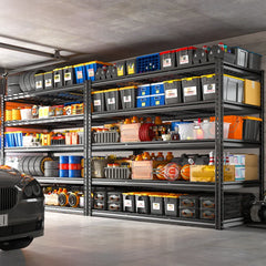 REIBII 55“W x 72"H 3000LBS shelf rack 5 Tiers garage metal shelves  Adjustable Industrial Shelving for Garage, Warehouse, Pantry