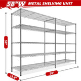 REIBII 58"W X 59"H X 13.8"D Monster Size Metal Wire Shelving Unit