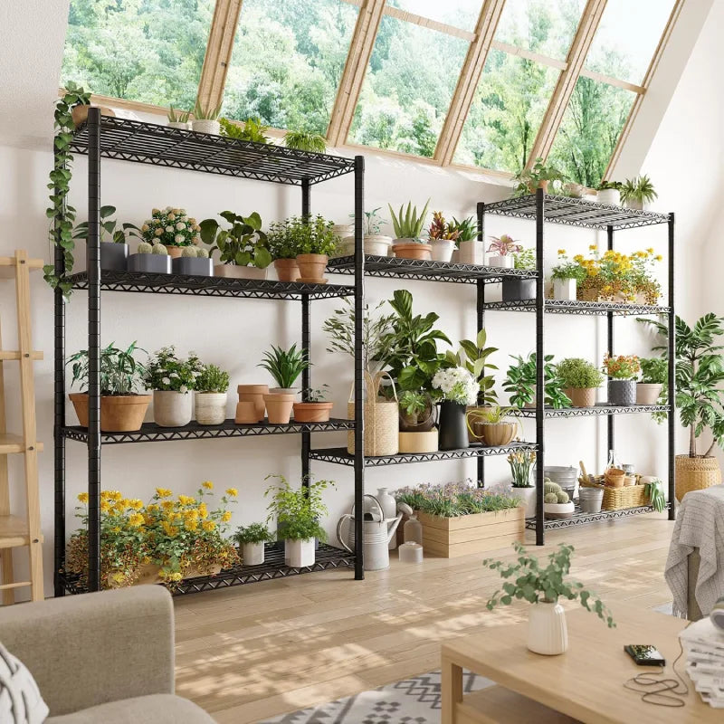 REIBII 5 Tier Metal Storage Shelves Rack For Pantry Kitchen Plant