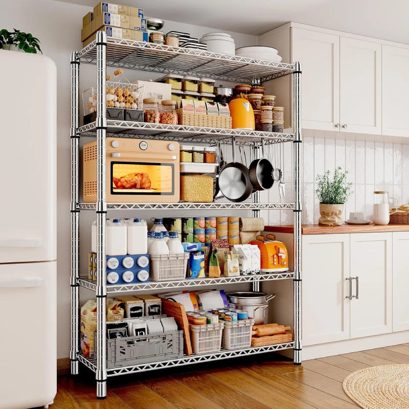 REIBII 5 Tier Storage Rack, Storage Shelves For Storage Loads 1200LBS
