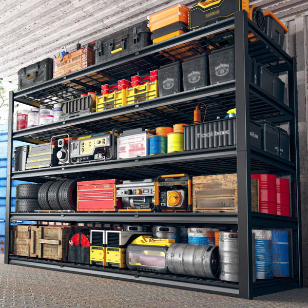 REIBII Garage Storage Shelves 60 Wide Adjustable Heavy Duty Shelving Rust-Resistant Industrial Rack for Warehouse, Basement,Workshop
