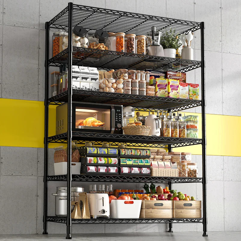 REIBII 35.4"W Wire Shelving Units, 6-Tier Adjustable, Metal Wire Shelves for Pantry Kitchen Commercial 1200lbs Total Capacity