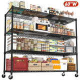 REIBII 60” W Wire Shelving Units, 2399lbs Adjustable Steel Shelving Racks, Storage Shelves for Pantry Kitchen Commercial