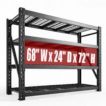 REIBII 68”W 4 -Tier Heavy Duty Industrial Shelving 9400LBS Adjustable Storage Shelves Garage Shelving for Warehouse, Garage, Basement Shop