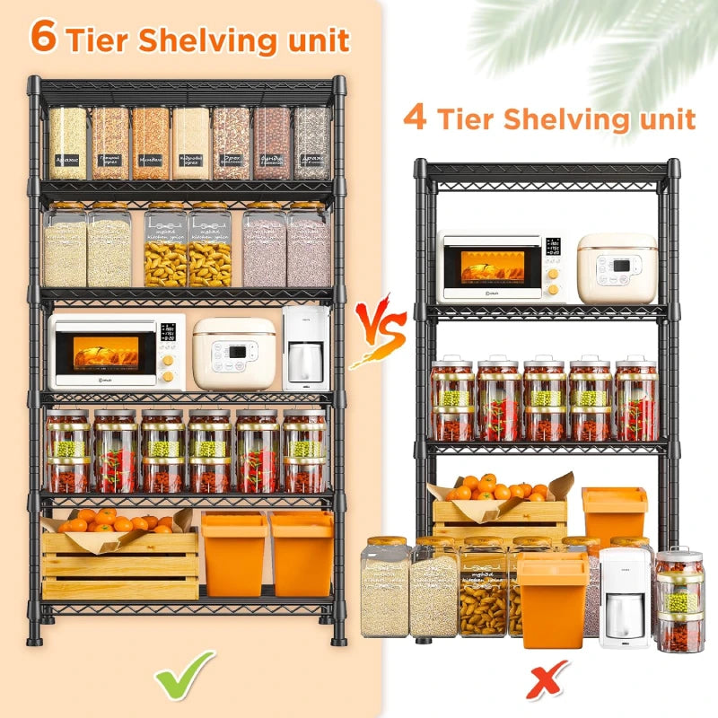 REIBII 70.5" H Tall Storage Rack 6 Tier create more extra space