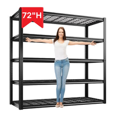 REIBII 48"W Heavy Duty Garage Shelving, 5-Tier Adjustable Storage Shelves Garage, 3000LBS Rust-Proof Storage Shelving for Warehouse, Basement