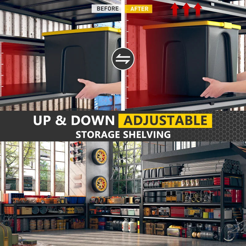 Adjustable Height Garage Shelving Fits Different Storage Needs.Flexible Metal Storage Shelves for Large and Small Items