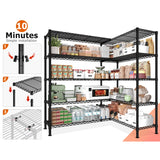 REIBII 72"H Wire Shelving, 1600Lbs Metal L Shaped Shelves Adjustable, 70"W Storage Racks for Pantry Kitchen