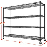 REIBII 60” W Wire Shelving Units, 2399lbs Adjustable Steel Shelving Racks, Storage Shelves for Pantry Kitchen Commercial