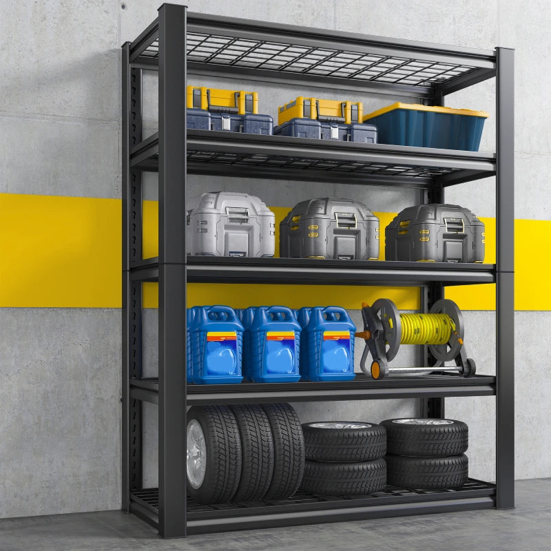 REIBII Large Garage Shelving, 2500lbs Heavy Duty Shelving, 5-Tier Adjustable Metal Shelving Units For Pantry, Warehouse