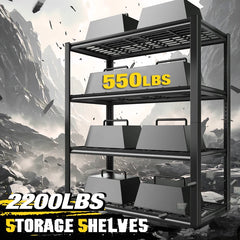 REIBII 59.9"H 4 Tiers Industrial Shelves Adjustable Shelving for Garage Warehouse Basement Pantry