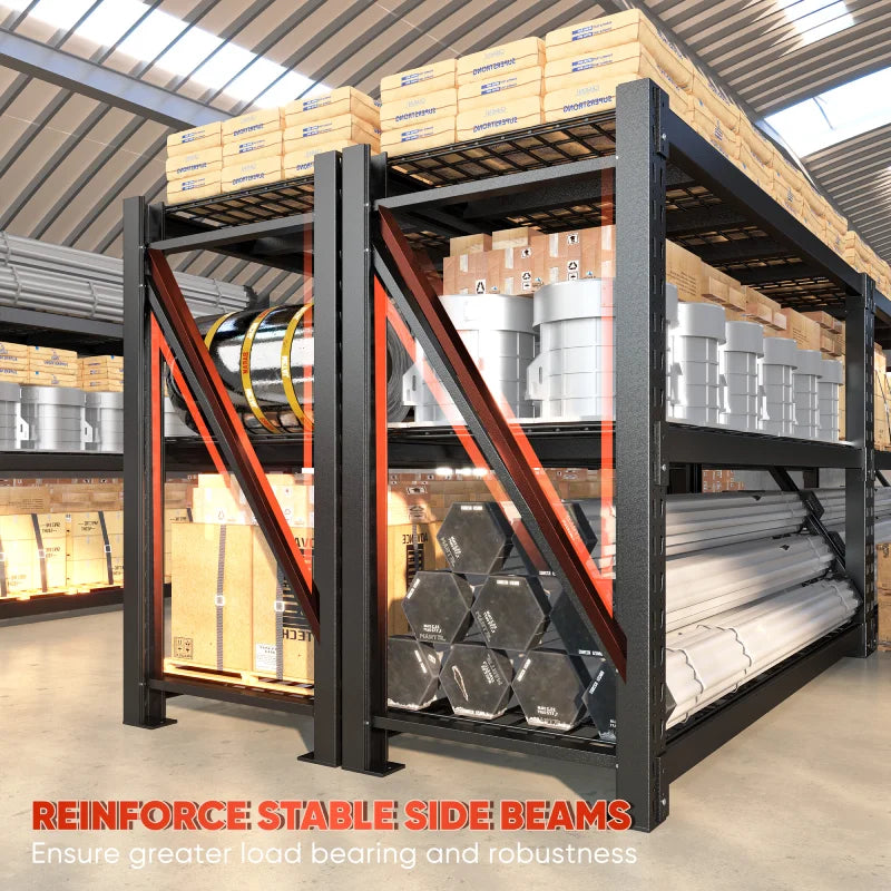 REIBII heavy duty industrial metal shelving with reinforce stable side beams
