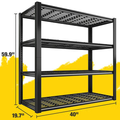 REIBII 59.9"H 4 Tiers Industrial Shelves Adjustable Shelving for Garage Warehouse Basement Pantry