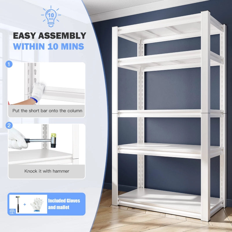 REIBII 72"H White Metal Shelving Unit, 2000Lbs Adjustable Storage Shel ...