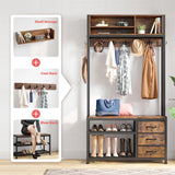 Raybee Hall Tree Coat Rack Bench with Shoe Storage for Entryway