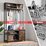 Raybee Hall Tree Coat Rack Bench with Shoe Storage for Entryway