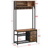 Raybee Hall Tree Coat Rack Bench with Shoe Storage for Entryway