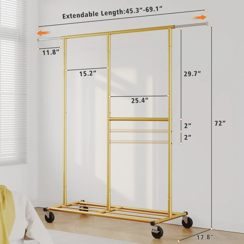 Removable And Fixed Rolling Clothes Rack