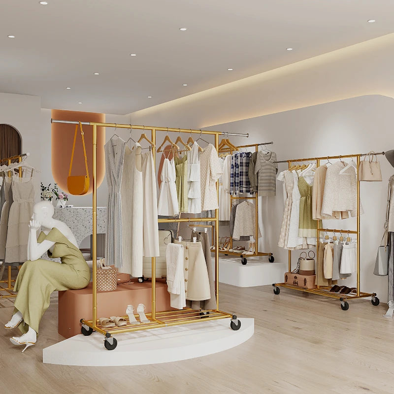 Raybee Adjustable Clothes Rack Heavy Duty Garment Rack With Wheels – Reibii