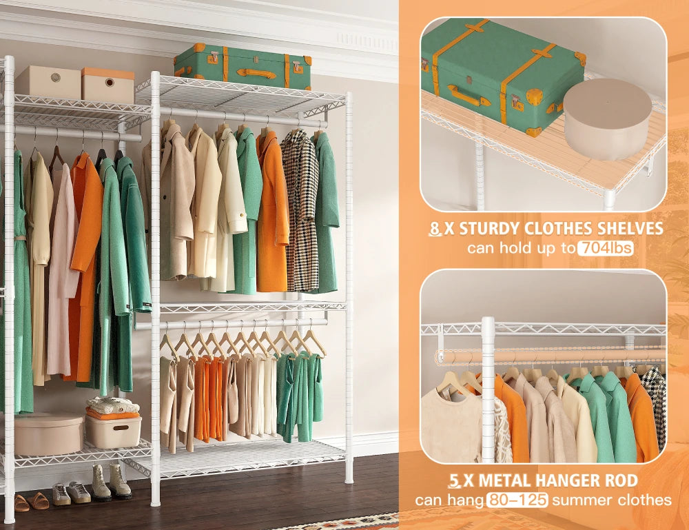 Raybee Freestanding Closet Rack Heavy Duty Wire Garment Rack In