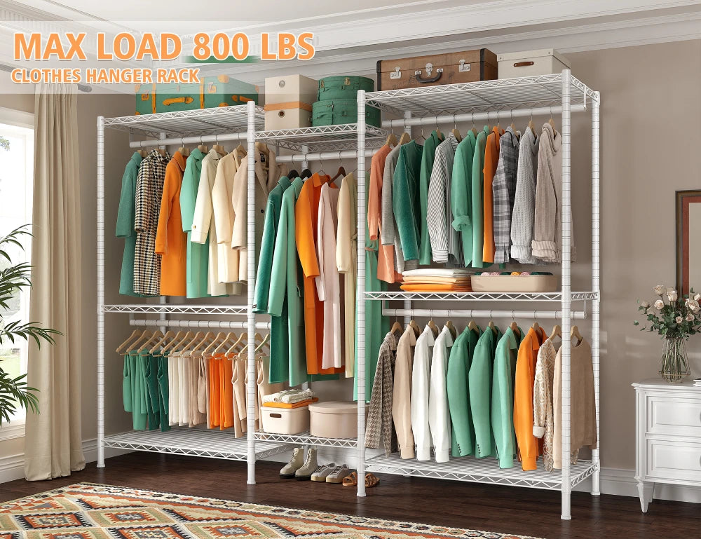 Raybee 800 Lbs Heavy Duty Clothes Rack for Hanging Clothes, Metal, Portable & Freestanding Closet