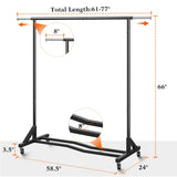 Raybee black clothing hanging rack with wheels