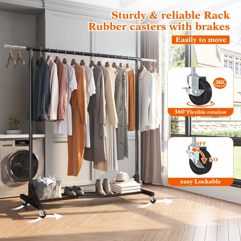 Raybee rolling garment rack with flexible casters