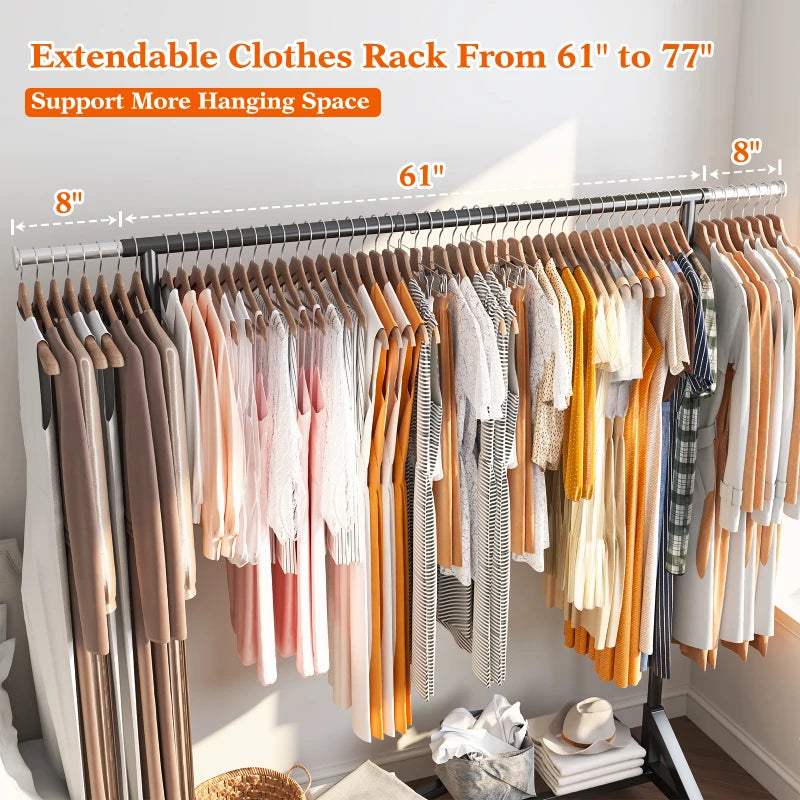 Raybee adjustable clothing rack with extendable hanging rails