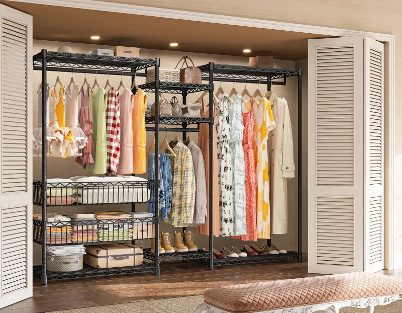 Raybee garment rack heavy duty is an ideal walk-in closet storage organizer