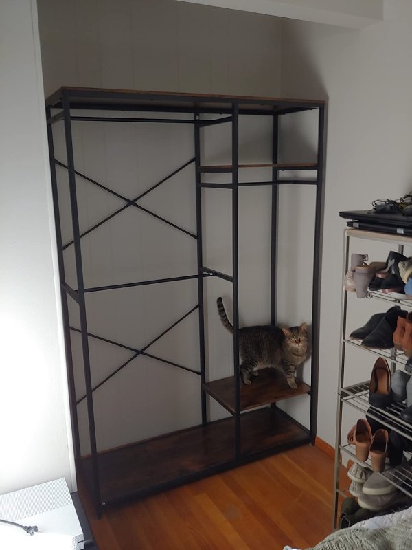 Raybee Freestanding Closet Organizer Heavy Duty with Wooden Shelves – Reibii