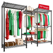 Raybee heavy duty garment rack with wire shelves with easy assembling