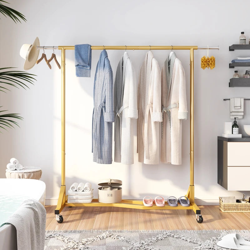 Raybee gold adjustable hanging clothes rack