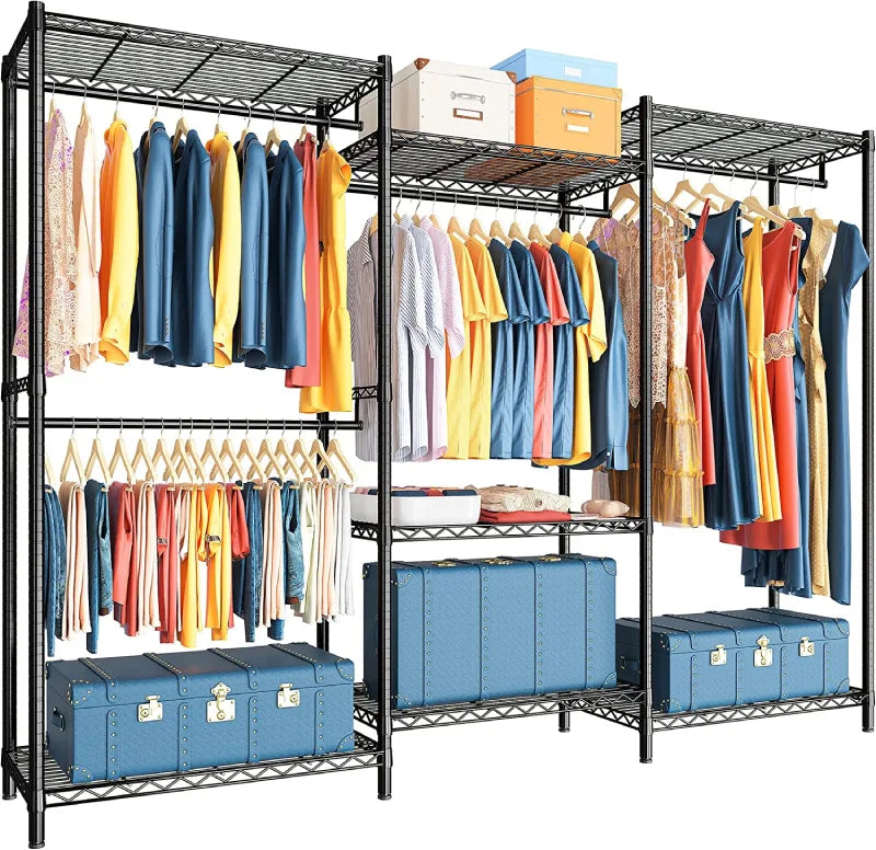 Raybee heavy duty clothing rack with adjustable shelves