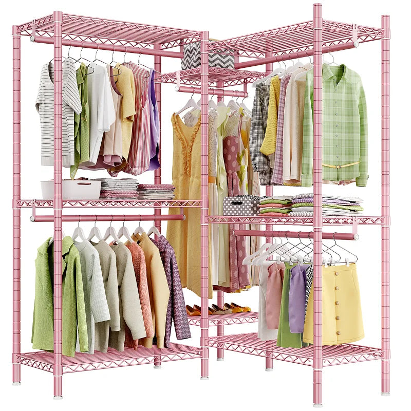 Large closet organizer Double Hanging Rod Clothes Garment Racks